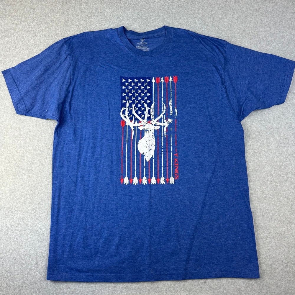 Kings Mens Graphic T Shirt Deer Flag Arrows‎ Patriotic T-Shirt XXL Blue